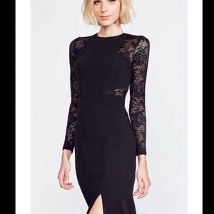 ABS Allen Schwartz Black Long Sleeve Lace Maxi Gown